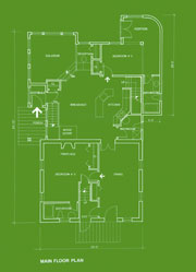 Green blueprint of home
